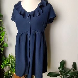 FOREVER 21 ~ 100% SILK BLUE DRESS